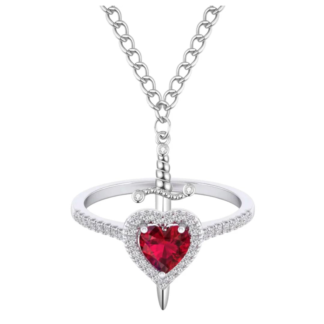 Conjunto anillo y pulsera para parejas corazón-espada