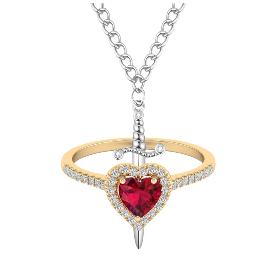 Conjunto anillo y pulsera para parejas corazón-espada