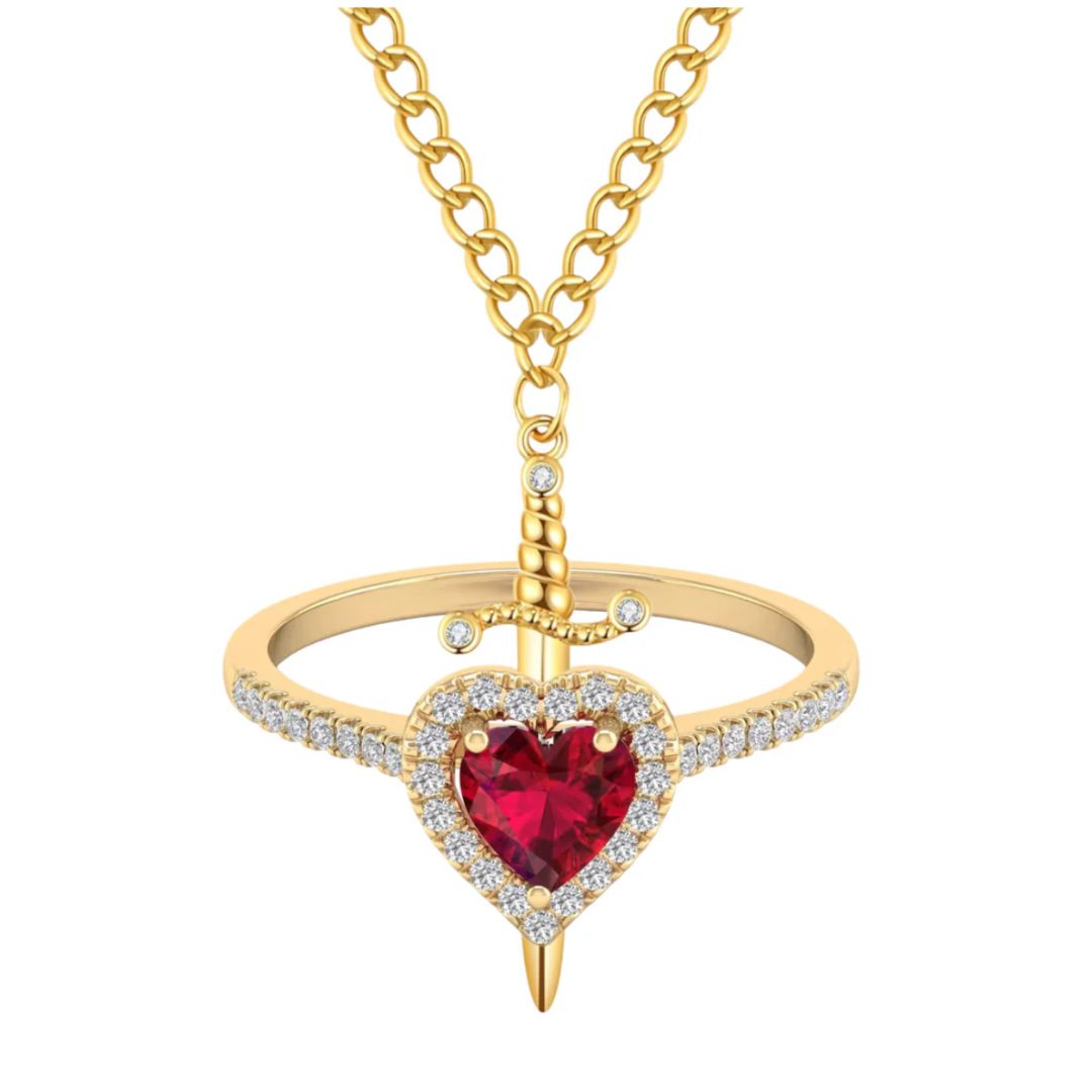 Conjunto anillo y pulsera para parejas corazón-espada