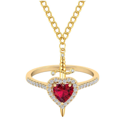 Conjunto anillo y pulsera para parejas corazón-espada